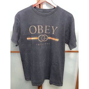 Obey Original OG Logo Y2K 2000s 90s Vintage Black Tee T-Shirt Men's Size Large